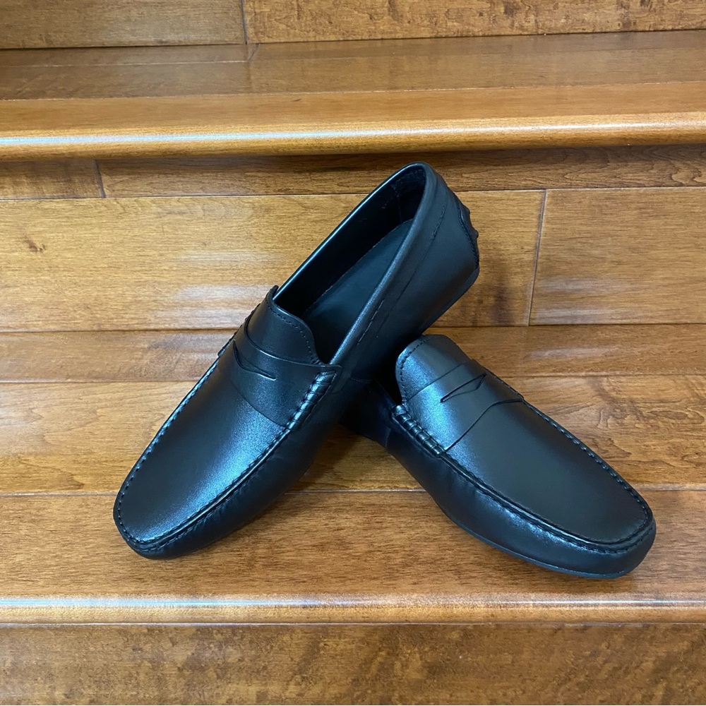 NWB Toecap Black Leather Driving Shoes for Men